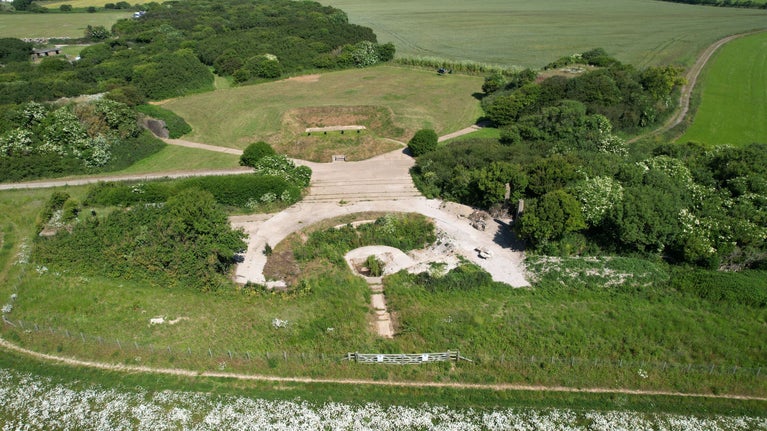 Image showing the concrete foundations of the 15-inch gun emplacement 'Jane' prior to excavation